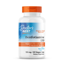 Бенфотиамин 150 мг, Doctor's Best Benfotiamine with BenfoPure™, 120 веганских капсул