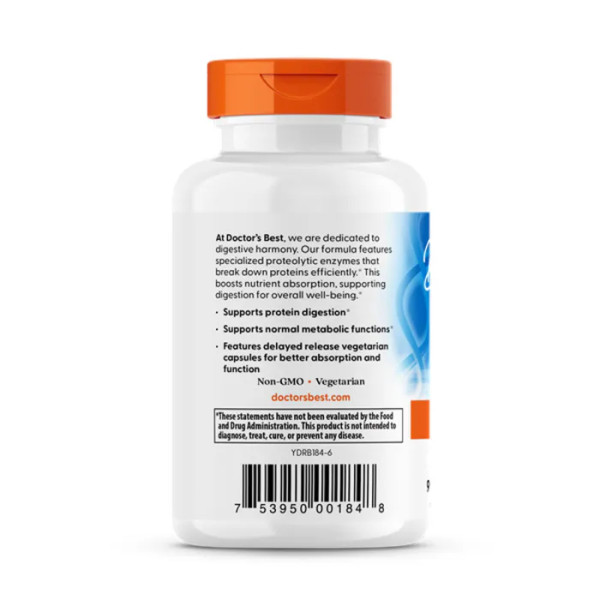 Протеолітичні ферменти, Proteolytic Enzymes, Doctor's Best, 90 вегетаріанських капсул з відстроченим вивільненням
