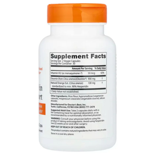 Від варикозу, Vein Support, Doctor's Best, 60 капсул