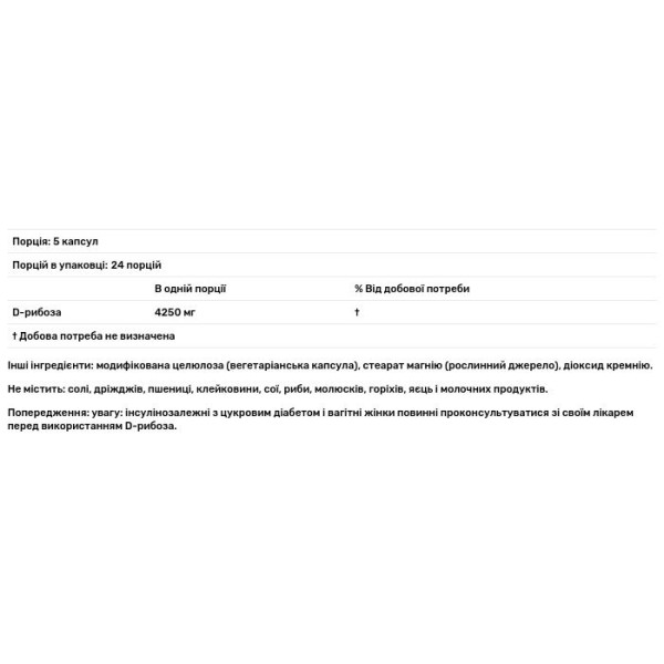 Д рибоза, D-Ribose with BioEnergy Ribose, Doctor's Best, з BioEnergy Ribose, 850 мг, 120 веганських капсул (170 мг у капсулі)