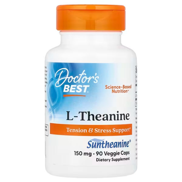 Теанін, L-Theanine, Doctor's Best, 150 мг, 90 веганських капсул