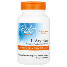 Аргинин 1000 мг, Doctor's Best L-Arginine, 120 двошаровых таблеток (500 мг в таблетке)
