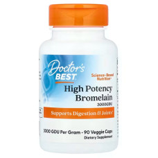 Бромелайн, Doctor's Best High Potency Bromelain, 500 мг, 90 веганських капсул