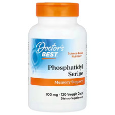 Фосфатидилсерин 100 мг, Doctor's Best Phosphatidylserine with SerinAid, 120 веганських капсул