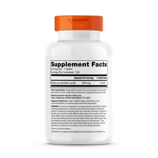 Вітамін В3 (ніацин), Niacin, Doctor's Best, 500 мг, 120 таблеток