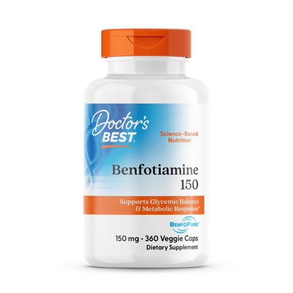 Бенфотіамін, Benfotiamine with BenfoPure, Doctor's Best, з BenfoPure, 150 мг, 360 веганських капсул
