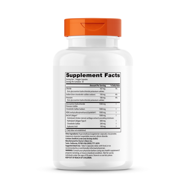 Глюкозамін, xондроітін, МСМ + гіалуронова кислота, Glucosamine Chondroitin MSM, Doctor's Best, 150 капсул