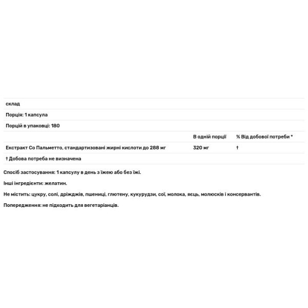 Со Пальметто, Saw Palmetto, Doctor's Best, екстракт, 320 мг, 180 капсул