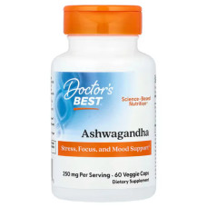 Ашваганда 250 мг, Doctor's Best Ashwagandha, 60 веганських капсул