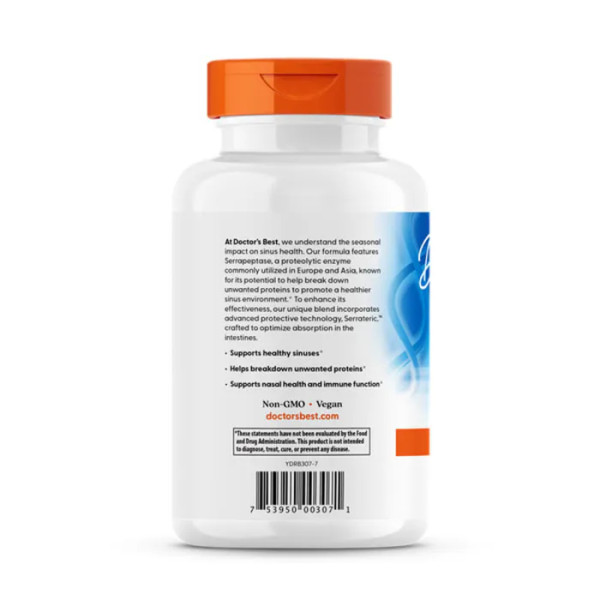 Серрапептаза, Serrapeptase, Doctor's Best, 120.000 SPUs, високої ефективності, 270 веганських капсул