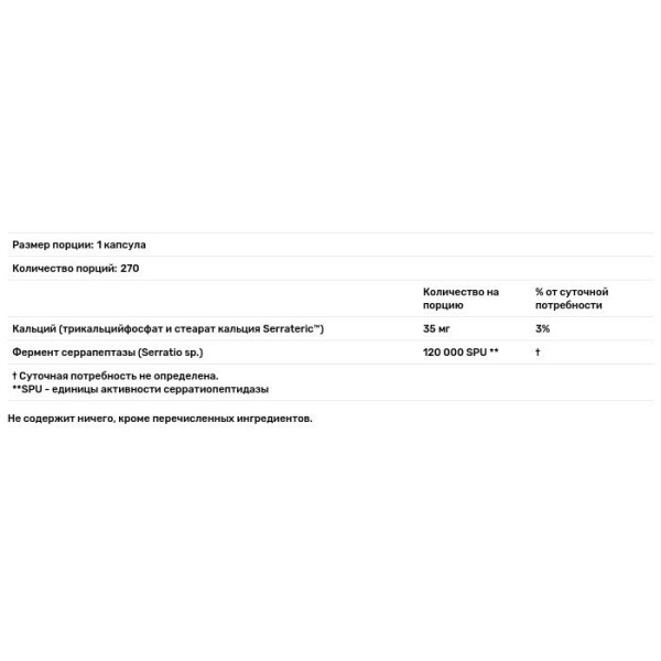 Серрапептаза, Serrapeptase, Doctor's Best, 120.000 SPUs, високої ефективності, 270 веганських капсул