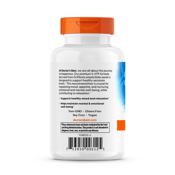 5-НТР, 5-гідрокситриптофан, Doctor's Best, 100 мг, 180 веганських капсул