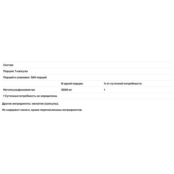 Метилсульфонілметан, МСМ, Best MSM, Doctor's Best, 3000 мг, 360 капсул