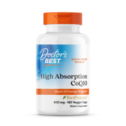 Коэнзим Q10, Doctor's Best High Absorption CoQ10 with BioPerine, 400 мг, 180 веганских капсул