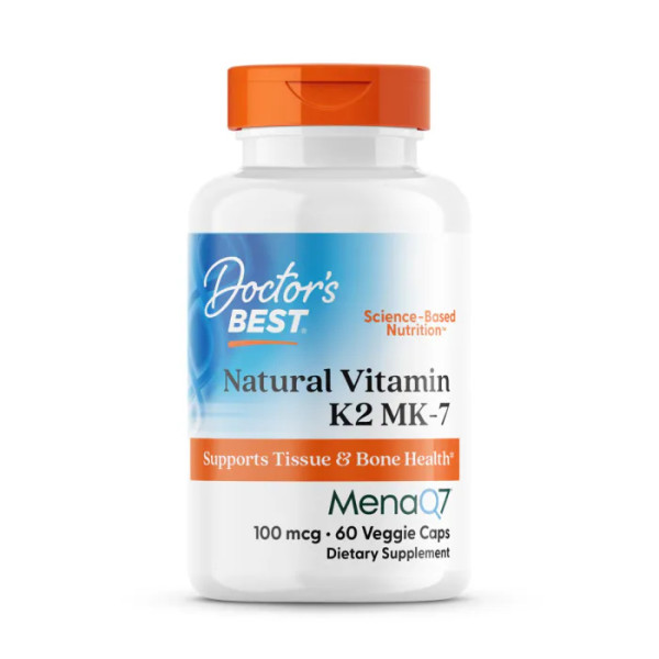 Вітамін К2, МК-7, з MenaQ7, Vitamin K2 MK-7 with MenaQ7, Doctor's Best, 100 мкг, 60 веганських капсул