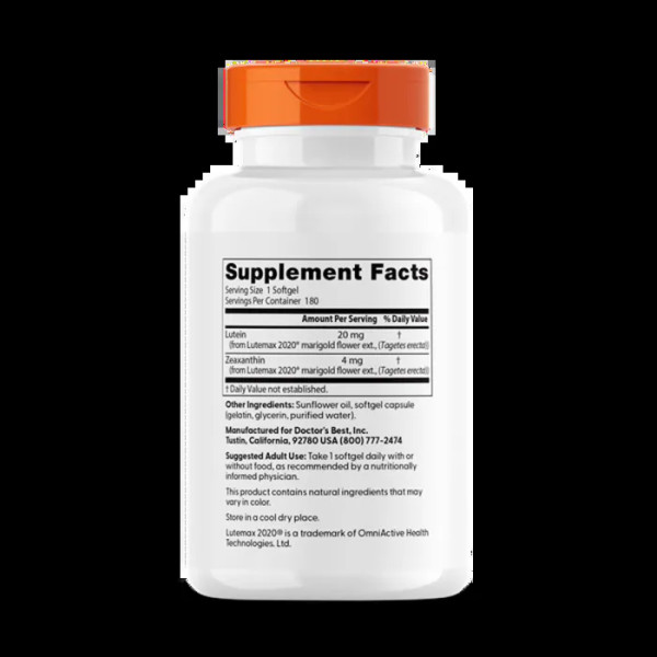 Лютеїн, Lutein, Doctors Best, лютемакс, 20 мг, 180 капсул