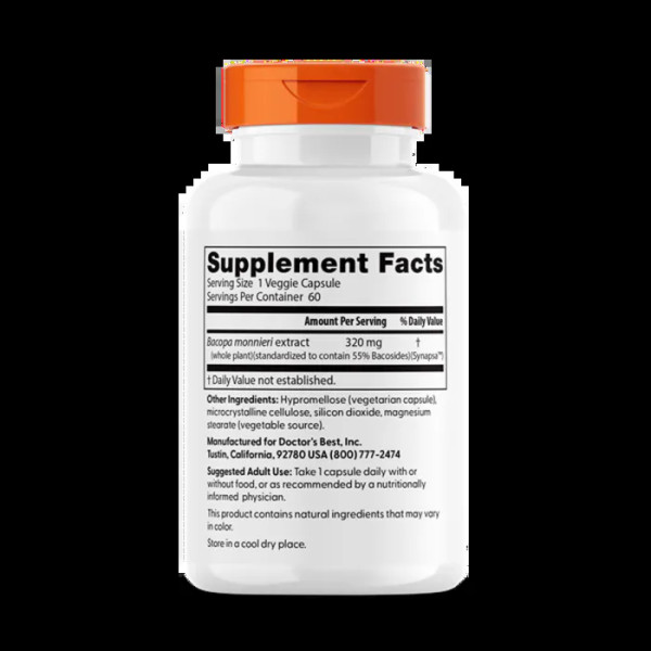 Бакопа, Бaкoпa With Synapsa, Doctor's Best, 320 мг, 60 капсул