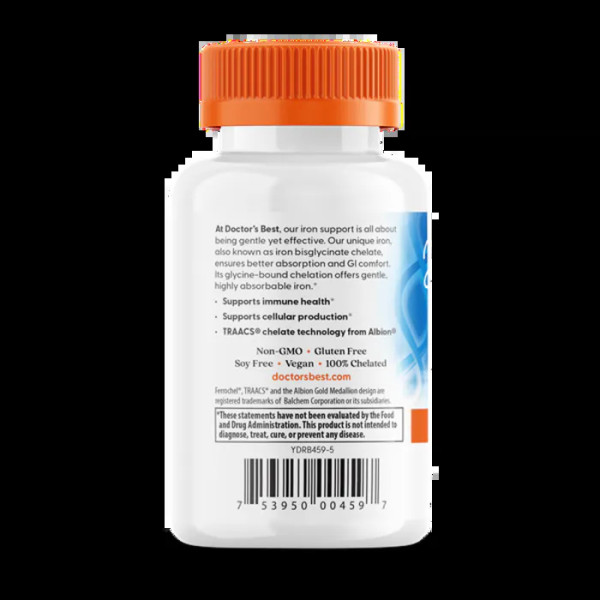 Залізо з феррохелем, Iron With Ferrochel, Doctor's Best, 27 мг, 120 таблеток