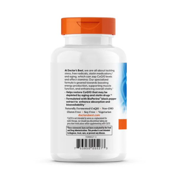 Коензим Q10 з біоперином, High Absorption CoQ10, Doctor's Best, 300 мг, 90 вегетаріанських гелевих капсул