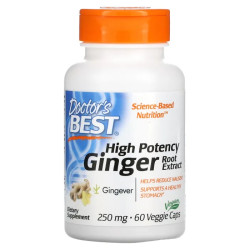 Имбирь 250 мг, экстракт, Doctor's Best Ginger Root Extract, 60 вегетарианских капсул