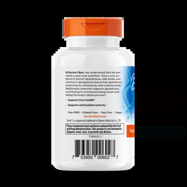 Глутатіон та розторопша плямиста, Glutathione + Milk Thistle, Doctor's Best, 60 веганських капсул