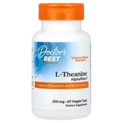 L-теанин 200 мг, L-Theanine AlphaWave Doctor's Best, веганский, 60 капсул