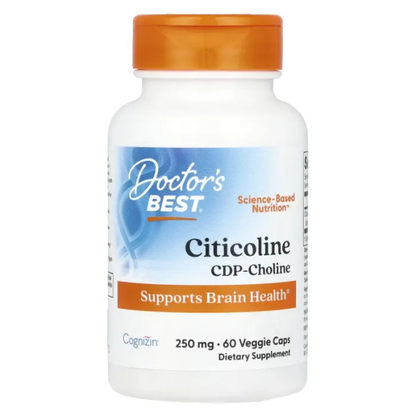 Цитіколін, Citicoline, Doctor's Best, 250 мг, 60 рослинних капсул