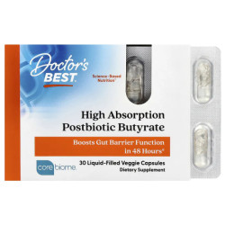 Постбиотик бутират 300 мг, High Absorption Postbiotic Butyrate Doctor's Best, 30 вегетарианских капсул