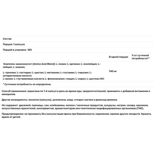 Амінокомплекс збалансований, Aminoblend, Douglas Laboratories, 100 капсул