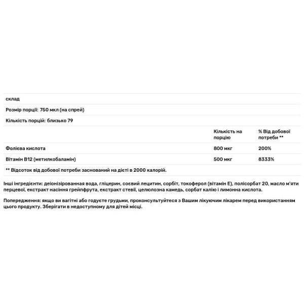 Вітамін В-12 і фолієва кислота, B12 Folic Acid, Ecological Formulas, 500 мкг \/ 800 мкг, 59,1 мл