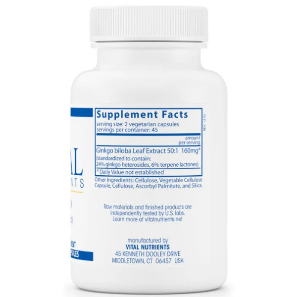 Гінкго білоба, Ginkgo, Vital Nutrients, 80 мг, 90 вегетаріанських капсул