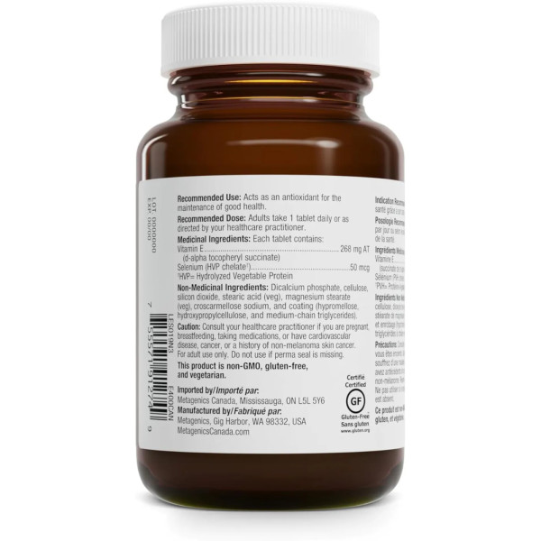 Вітамін Е з селеном, Vitamin E Selenium, Metagenics, 400 МО, 60 таблеток