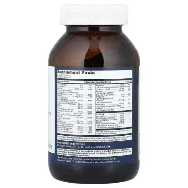 Вітамінно-мінеральний комплекс із залізом, Multigenics, Metagenics, для здоров'я кісток, метаболізму гомоцистеїну та антиоксидантної підтримки, 180 таблеток зі швидким вивільненням