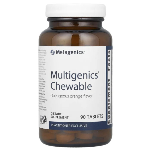 Мультивітаміни та мінерали, Multigenics® Chewable, Metagenics, смак апельсина, 90 жувальних таблеток