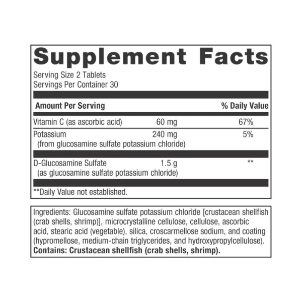 Глюкозамин сульфат, Glucosamine Sulfate, Metagenics, поддержка суставов, подвижность и хрящевая добавка с витамином C, 750 мг, 60 таблеток