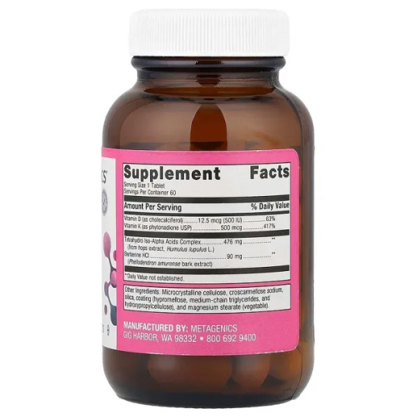 Формула для здорового ремоделирования костей в период старения, Ostera, Metagenics, для женщин в постменопаузе с витаминами D и K, гидрохлоридом берберина и SKRMS, 60 таблеток