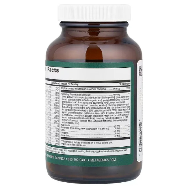 Мультивітаміни та мінерали, PhytoMulti, Metagenics, без заліза, щоденні, для загального здоров'я та здорового старіння з понад 20 основними вітамінами та мінералами, 60 таблеток