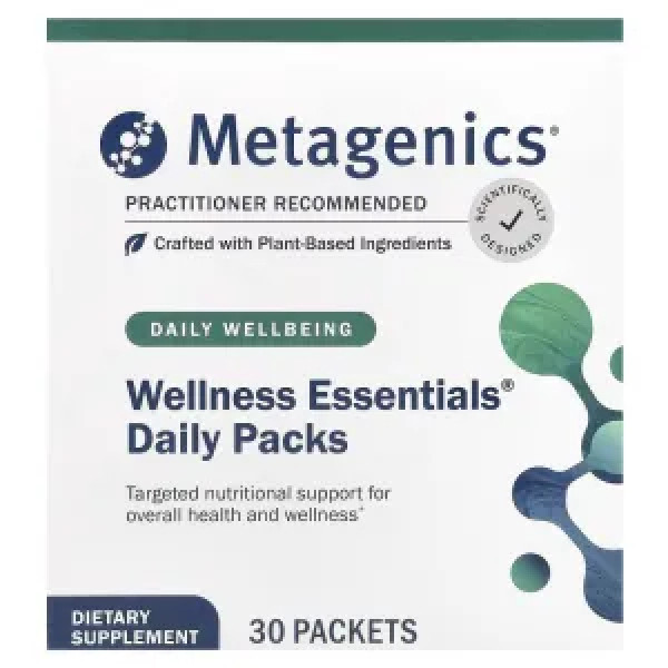 Мультивитамины и минералы с жирными кислотами омега-3, Wellness Essentials, Metagenics, для поддержки здоровья сердца, 30 пакетов ежедневных наборов