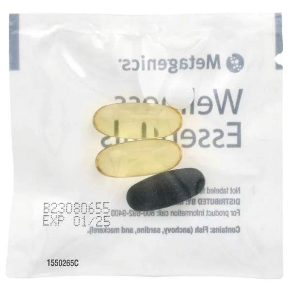 Мультивитамины и минералы с жирными кислотами омега-3, Wellness Essentials, Metagenics, для поддержки здоровья сердца, 30 пакетов ежедневных наборов