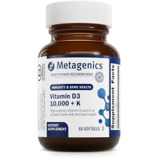 Вітамін D3 10000 МО з вітаміном K, Metagenics Vitamin D3 with K, біодоступний комплекс для імунітету, кісток та серця, 60 гелевих капсул