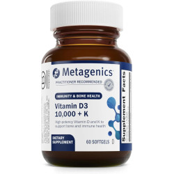 Вітамін D3 10000 МО з вітаміном K, Metagenics Vitamin D3 with K, біодоступний комплекс для імунітету, кісток та серця, 60 гелевих капсул
