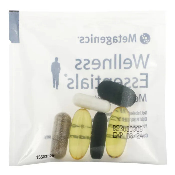 Мультивітаміни для чоловіків, Wellness Essentials Men's Vitality, Metagenics, щоденний набір для підтримки здоров'я серця з вітамінами A, C, D, E та жирними кислотами омега-3, 30 пакетиків