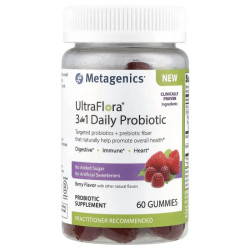 Пробиотик 3 в 1, Metagenics UltraFlora 3in1 Daily Probiotic, жевательные, вкус ягоды, 60 конфет