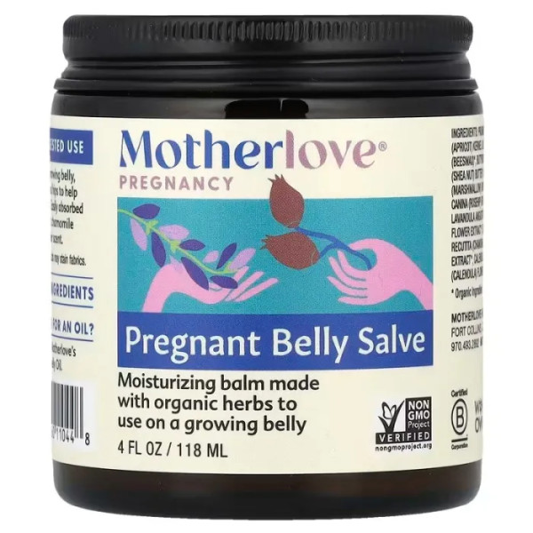 Мазь від розтяжок при вагітності, Pregnant Belly Salve, Motherlove, бальзам для живота вагітних, 118 мл
