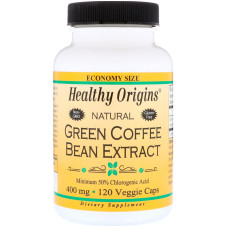 Кава для схуднення, Healthy Origins екстракт зеленої кави, 400 мг, 120 капсул
