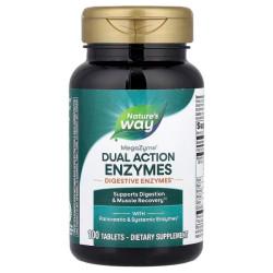 Ферменты для мышц и пищеварения двойного действия, Nature's Way Mega-Zyme Dual Action Enzymes, 100 таблеток
