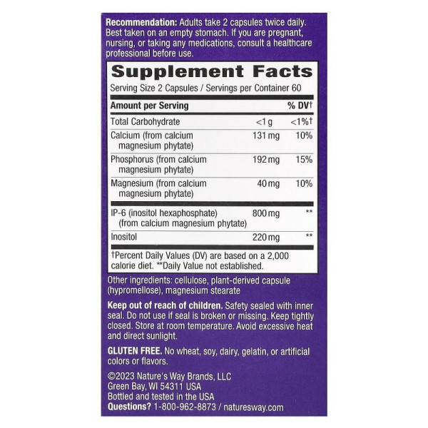 Фітинова кислота (ІР-6 інозитол), Cell Forté, IP-6 & Inositol, Nature's Way, 120 веганських капсул
