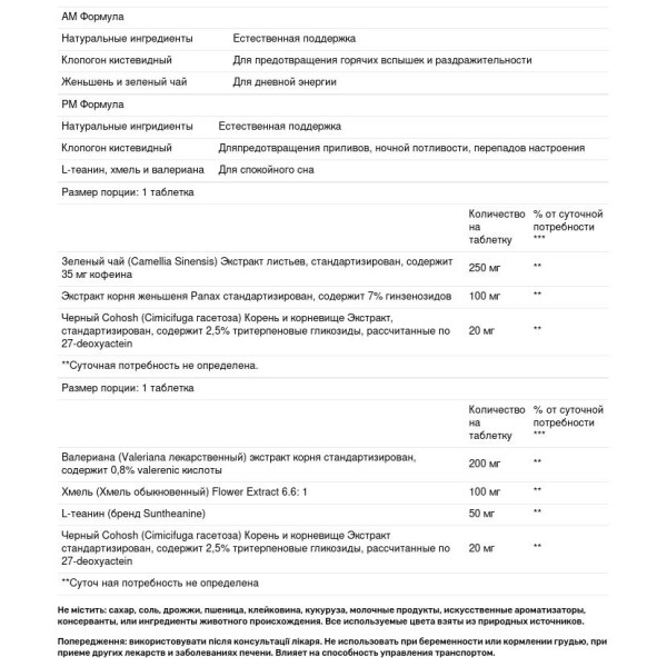 Жіноча формула при менопаузі, AM \/ PM Menopause Formula, Nature's Way, 60 таблеток