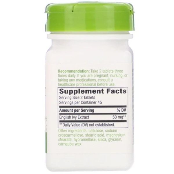 Отхаркивающее средство, Ivy Extract, Nature's Way, экстракт плюща, 50 мг, 90 веганских таблеток (25 мг на таблетку)