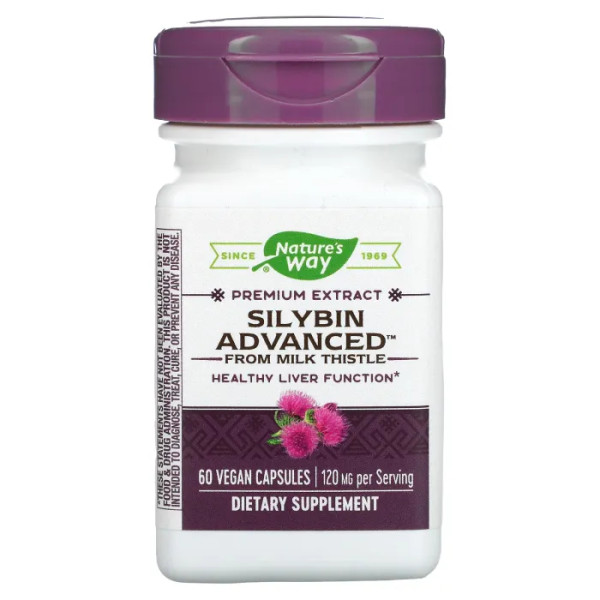 Силібін, преміум екстракт, Premium Extract Silybin Advanced, Nature's Way, 120 мг, 60 веганських капсул